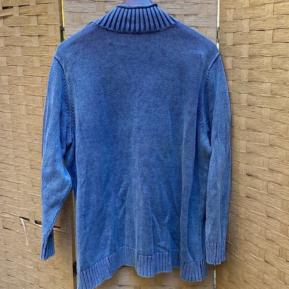 Quacker Factory Blue Knit Crystal Embellished Full Zip Sweater 2X Denim Pockets - Picture 9 of 12